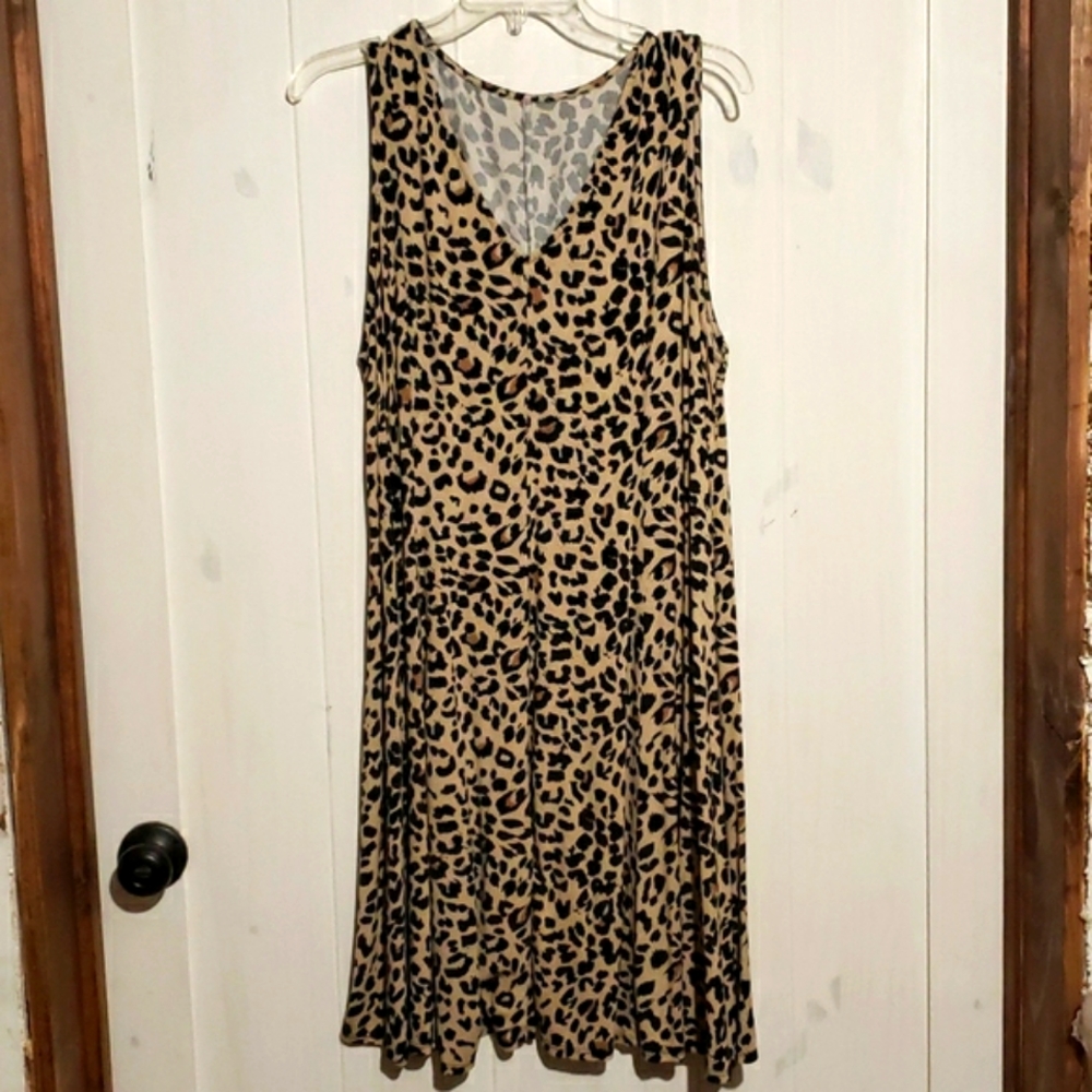 Women's XL: Faux Leopard  Sleeveless Dress